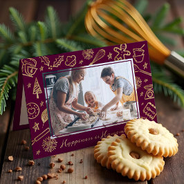 Weihnachts-Rezept Gold & Burgund Foto Feiertagskarte