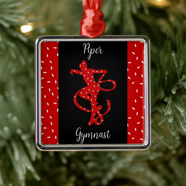 Weihnachts Rhythmische Gymnastik Red Candy Sprinkl Ornament Aus Metall (Baum)