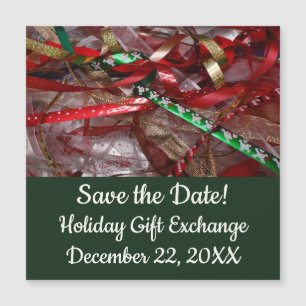 Weihnachts-Ribbons Red Green und Gold Holiday Magnetkarte