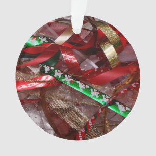 Weihnachts-Ribbons Red Green und Gold Holiday Ornament