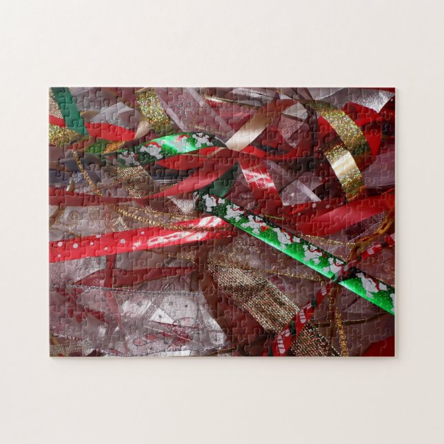 Weihnachts-Ribbons Red Green und Gold Holiday Puzzle (Horizontal)