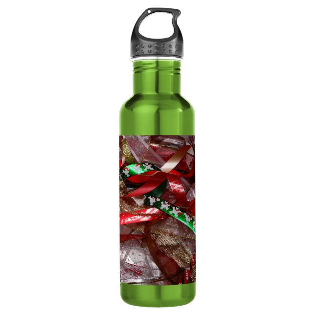 Weihnachts-Ribbons Red Green und Gold Holiday Trinkflasche (Vorderseite)