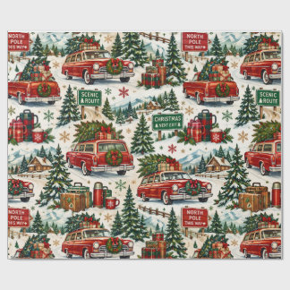 Weihnachts-Roadtrip-Geschenkpapier Geschenkpapier