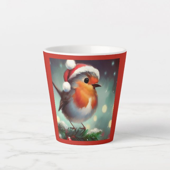 Weihnachts-Robin 2 Milchtasse (Vorderseite)
