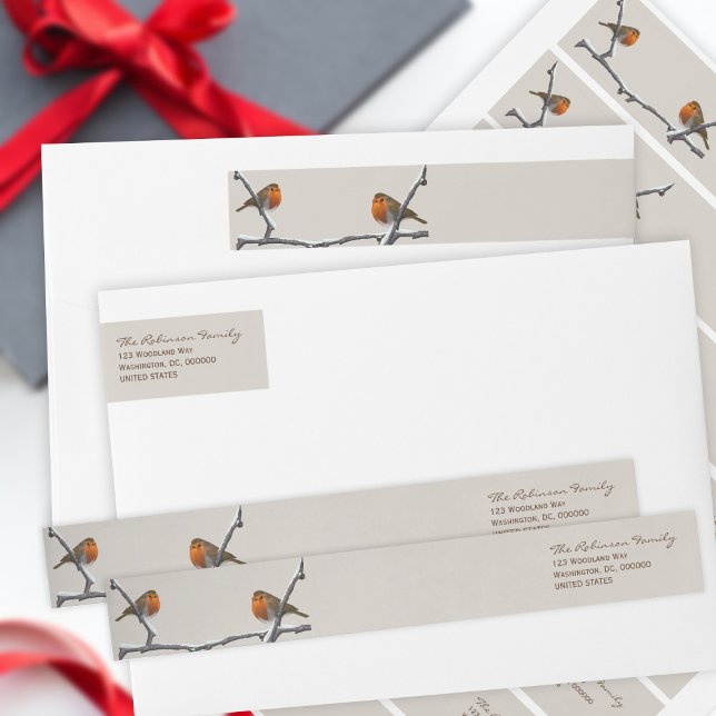 Weihnachts-Robin-Bird-Rücksendeadresse (For bird lovers through the Holiday season and beyond. Just add your address details)