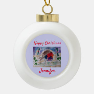 Weihnachts Robin Keramik Ball Ornament