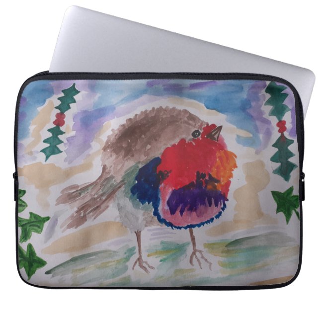Weihnachts Robin Laptop Sleeve (Vorderseite)