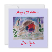 Weihnachts Robin Personalisiert Flat Weihnachtskar