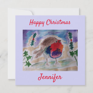 Weihnachts Robin Personalisiert Flat Weihnachtskar Karte