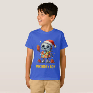 Weihnachts-Roboter-Geburtstagsjungen individuell T T-Shirt