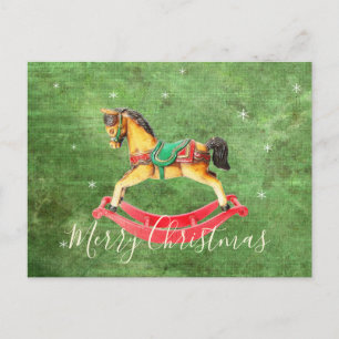 Weihnachts Rocking Horse Postcard Feiertagspostkarte