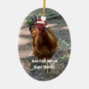 Weihnachts-Rooster Custom Message Ornament