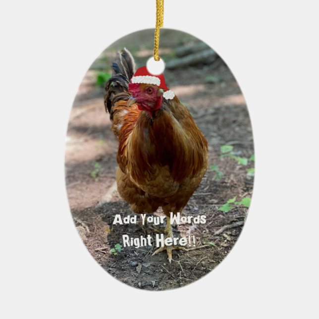 Weihnachts-Rooster Custom Message Ornament (Vorne)