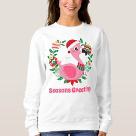 Weihnachts-Rosa Flamingo fügen Text Sweatshirt