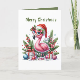 Weihnachts-Rosa Flamingo individuell anpassbar Feiertagskarte