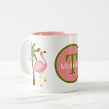 Weihnachts-Rosa-Flamingo-Monogramm