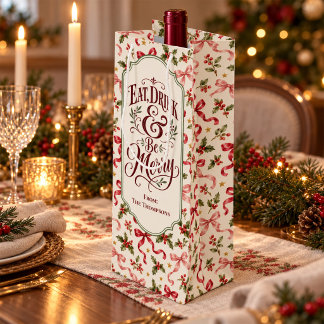 Weihnachts-Rosafarbene Schleifen Personalisierte W Geschenktüte Für Weinflaschen