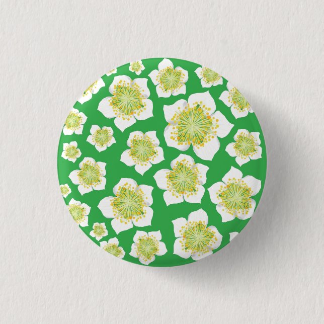 Weihnachts-Rose auf Knopf Button (Vorderseite)