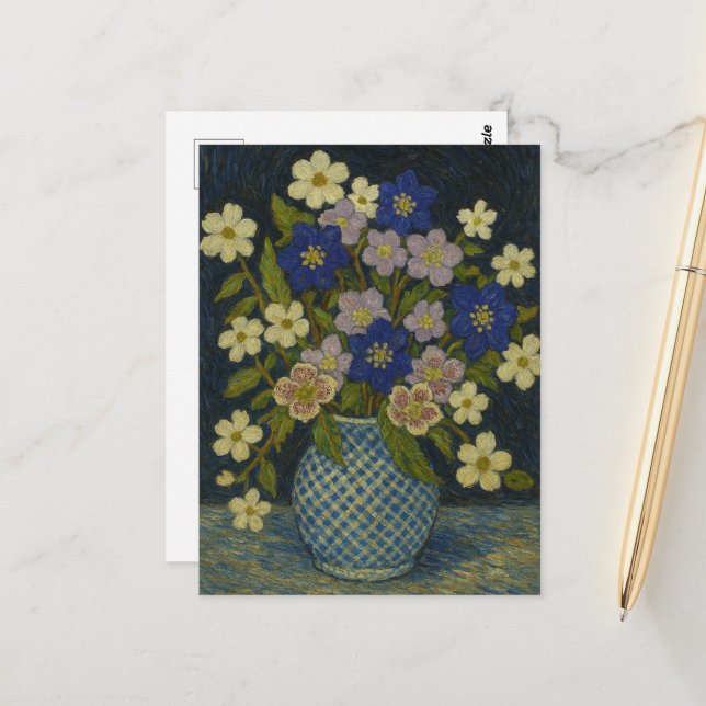Weihnachts-Rose, Dogwood und Hepatica Postcard Postkarte (Vorderseite/Rückseite Beispiel)
