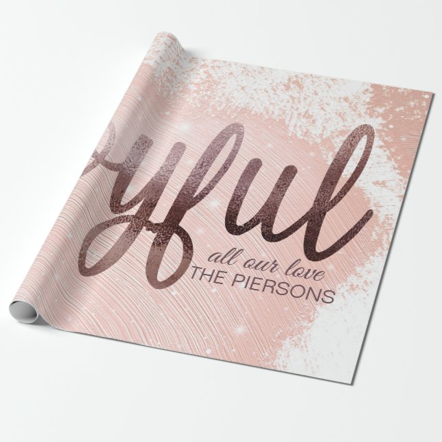 Weihnachts-Rose Gold Foil Joyful Geschenkpapier (Ungerollt)
