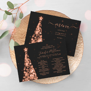 Weihnachts-Rose Gold-Hochzeitsprogramm für Weihnac Einladung