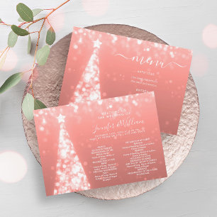 Weihnachts-Rose Gold-Hochzeitsprogramm für Weihnac Einladung