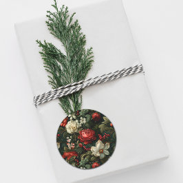 Weihnachts-Rose, Pine und Heilige Hochzeit Runder Aufkleber