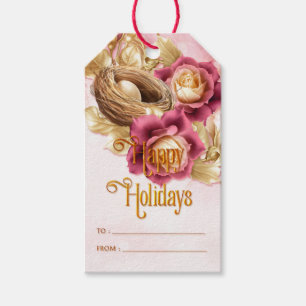 Weihnachts-Rose Vogelnest und glückliche Ei-Feiert Geschenkanhänger