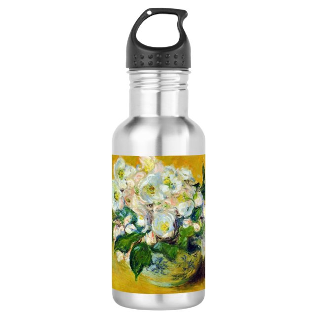 Weihnachts-Rose (von Claude Monet) Edelstahlflasche (Vorderseite)