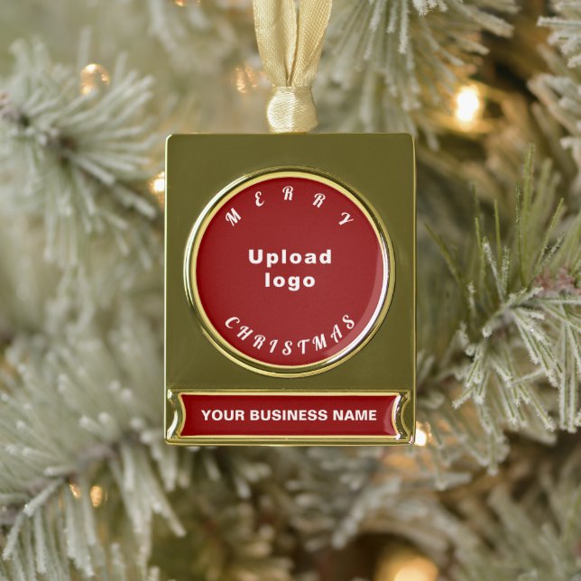 Weihnachts-Rot Banner-Ornament Gold (Baum)