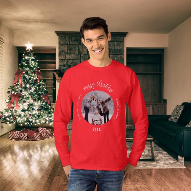 Weihnachts-Rot-Foto-Namen Typ T-Shirt (Von Creator hochgeladen)