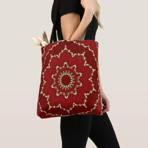 Weihnachts-Rot-Gold-Dekorative Feiertage Tote Tasc