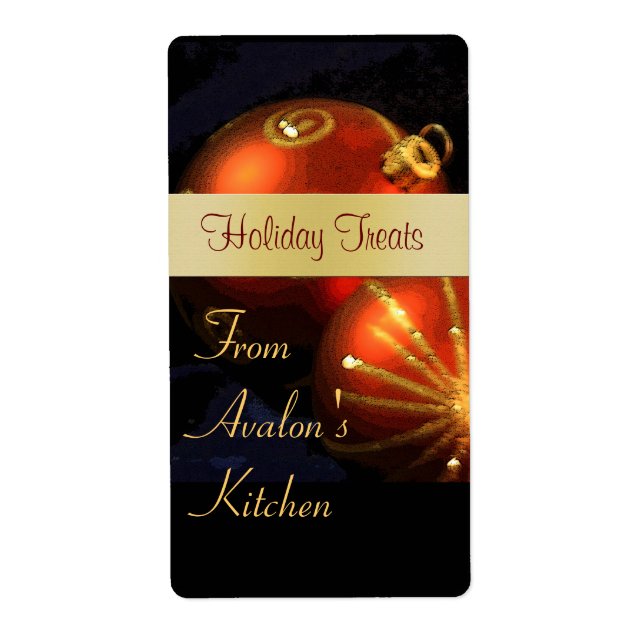 Weihnachts-Rot-Gold-Küche Leckerei Backlabel (Vorne)