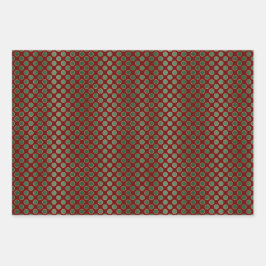 Weihnachts-Rot-Gold-Muster Geschenkpapier Set