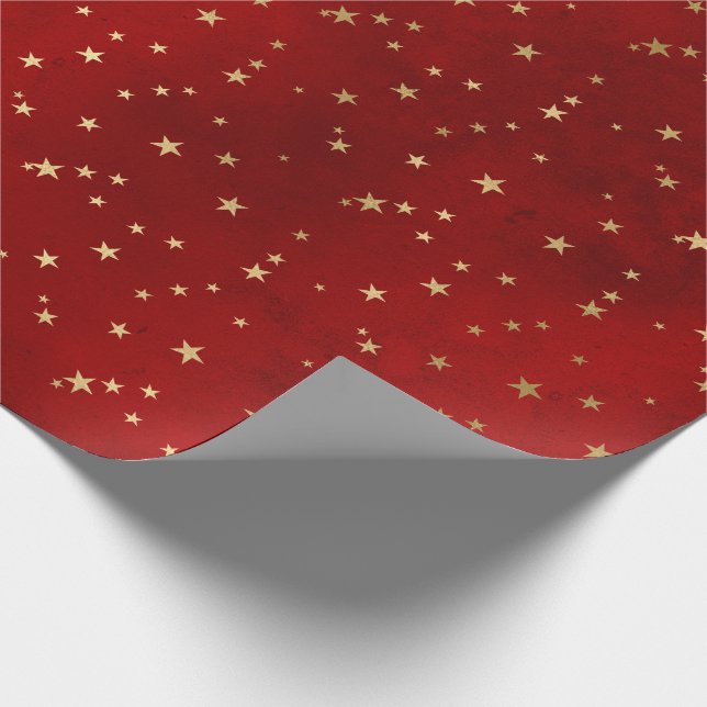 Weihnachts-Rot/Gold-Sterne-Muster Geschenkpapier (Ecke)