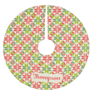 Weihnachts Rot-Grün-gequiltes Star Tree-Rock Polyester Weihnachtsbaumdecke