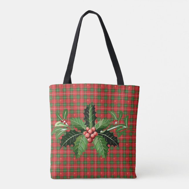 Weihnachts-Rot-Grün Kariert mit Kraut (Rückseite)