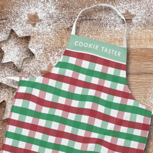 Weihnachts-Rot-Grün-Karierte Personalisierte Match Schürze