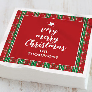 Weihnachts-Rot-Grün-Karo Süße Feiertags-Tischdecke Serviette