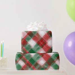 Weihnachts-Rot-Grün-Klassiker-Schnee-Karomuster Geschenkpapier
