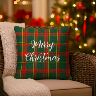 Weihnachts-Rot-Grün-Tartan  Kissen