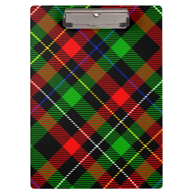Weihnachts-Rot-Grün-Weiß-Flanell-Karodesign  Klemmbrett (Vorderseite)