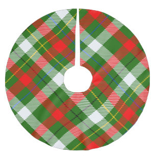 Weihnachts-Rot-Grün-Weiß-Flanell-Karodesign Polyester Weihnachtsbaumdecke