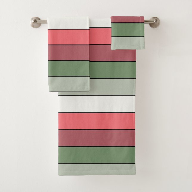 Weihnachts Rot Grüne Farbe auf Textil Papier Badhandtuch Set (Insitu)