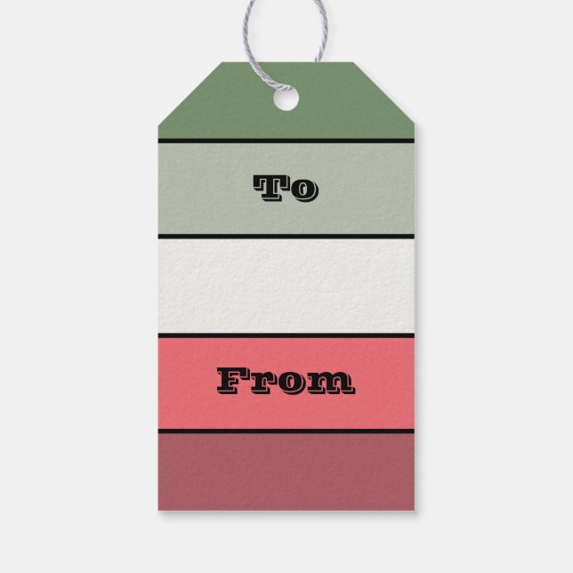 Weihnachts Rot Grüne Farbe auf Textil Papier Geschenkanhänger (Rückseite)