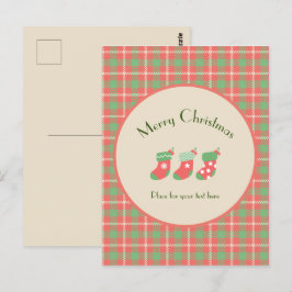 Weihnachts-Rot-Kariert Postkarte