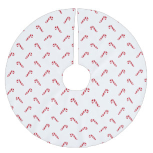 Weihnachts-Rot-niedliches Zuckerrohrmuster Polyester Weihnachtsbaumdecke