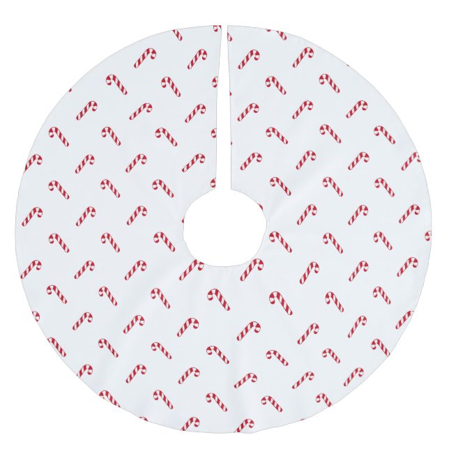 Weihnachts-Rot-niedliches Zuckerrohrmuster Polyester Weihnachtsbaumdecke (Vorderseite)