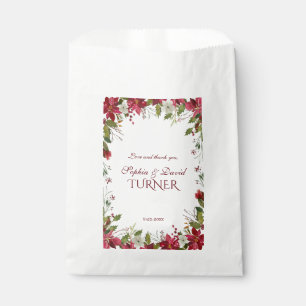 Weihnachts-Rot-Poinsettia-Rahmen Hochzeit Geschenktütchen