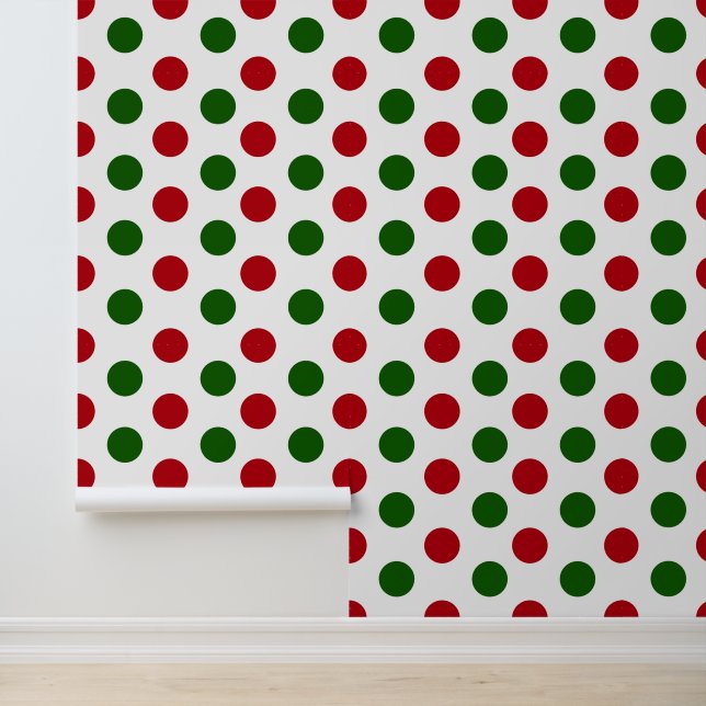 Weihnachts-Rot-Polka-Punktmuster Tapete (Anwendung)